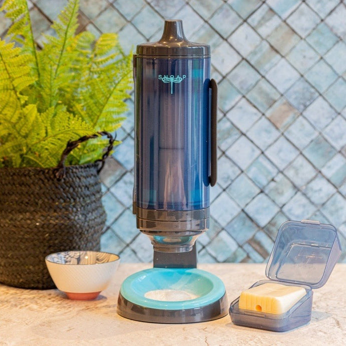 SNOAP Soap Dispenser with Counter Stand & 2 Soaps