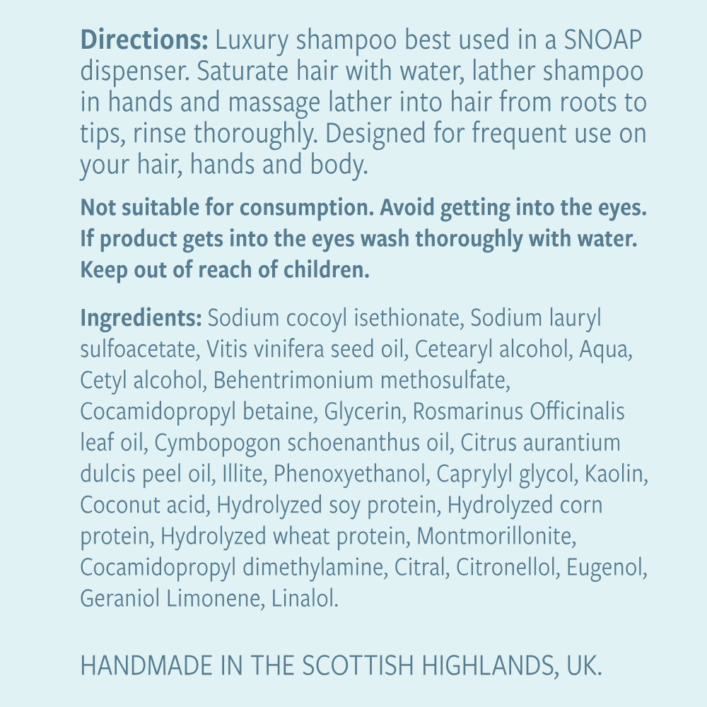 Moisturising Shampoo - Rosemary, Lemon & Green Clay