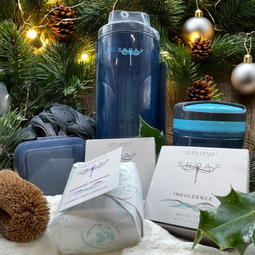 SNOAP Gorgeous Gift Box with full-size soaps, shampoo, dispenser, and accessories