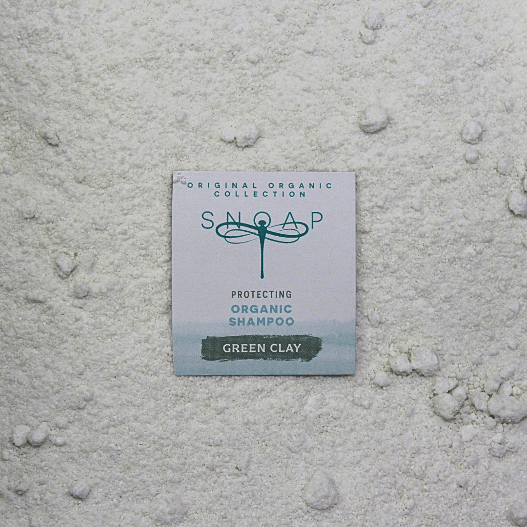 SNOAP protecting shampoo bar for fine hair in sustainable wrapping, green clay & peppermint shampoo made in the UK.