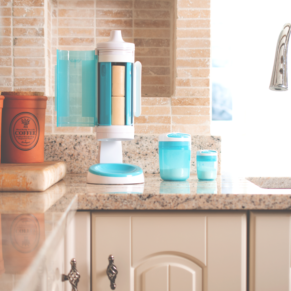 SNOAP Soap Dispenser with Counter Stand & 2 Soaps
