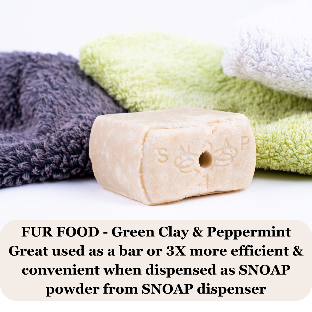 Fur Food SNOAP pet Shampoo - green clay and peppermint
