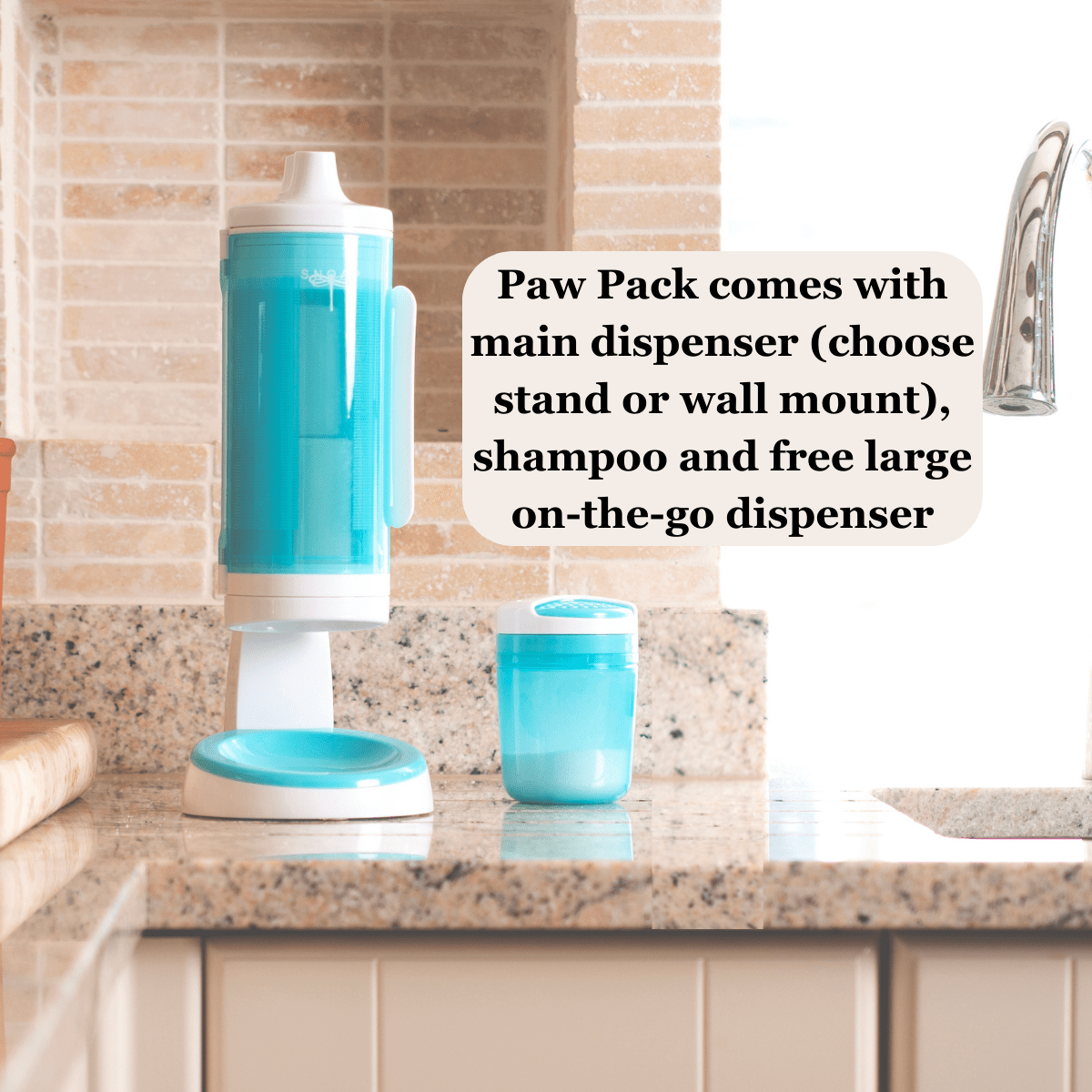 SNOAP Perfect Pet Pack in white with dispenser, shampoo bar, and travel dispenser and optional stand