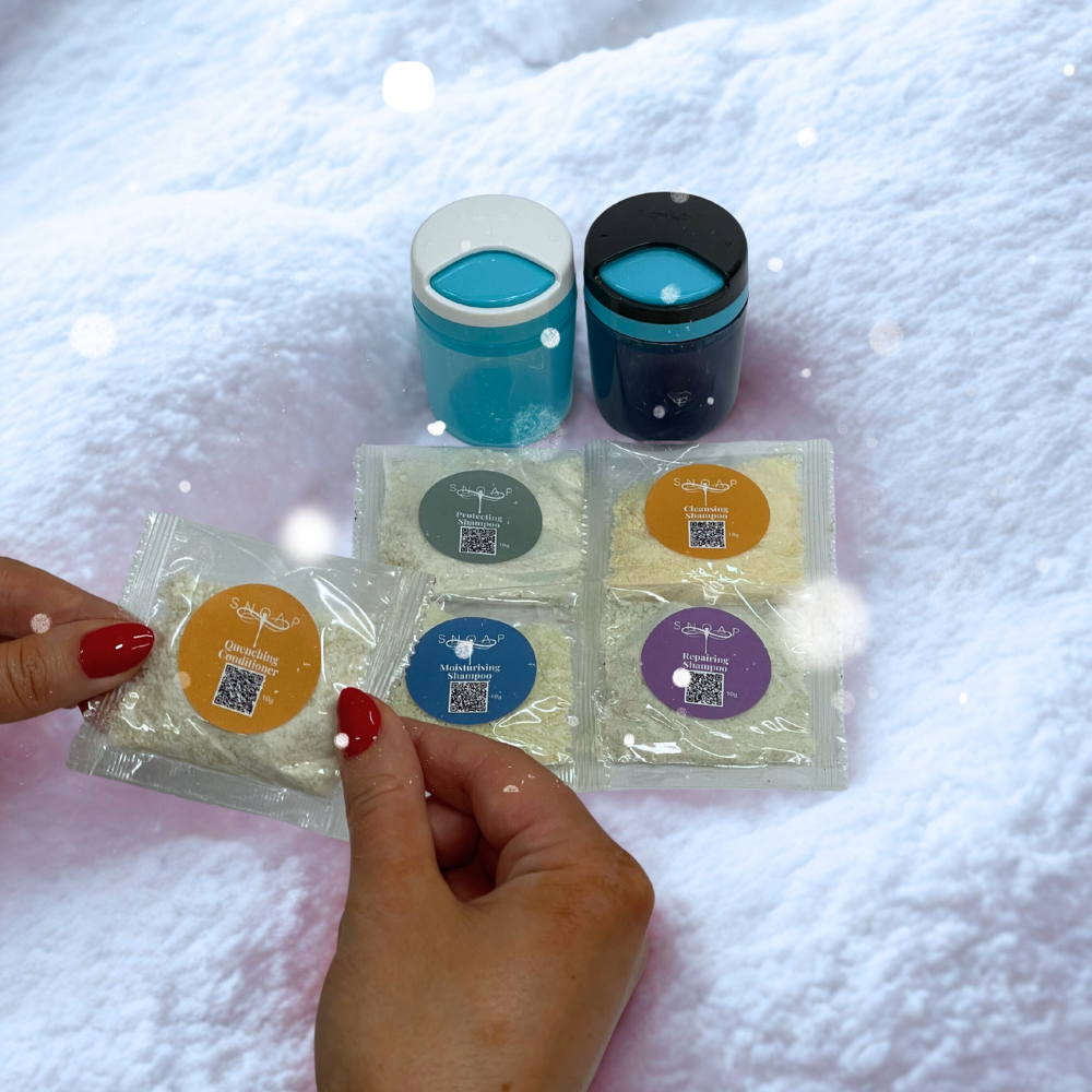 SNOAP Hair Care Sampler Set packaged as a luxury sustainable gift box